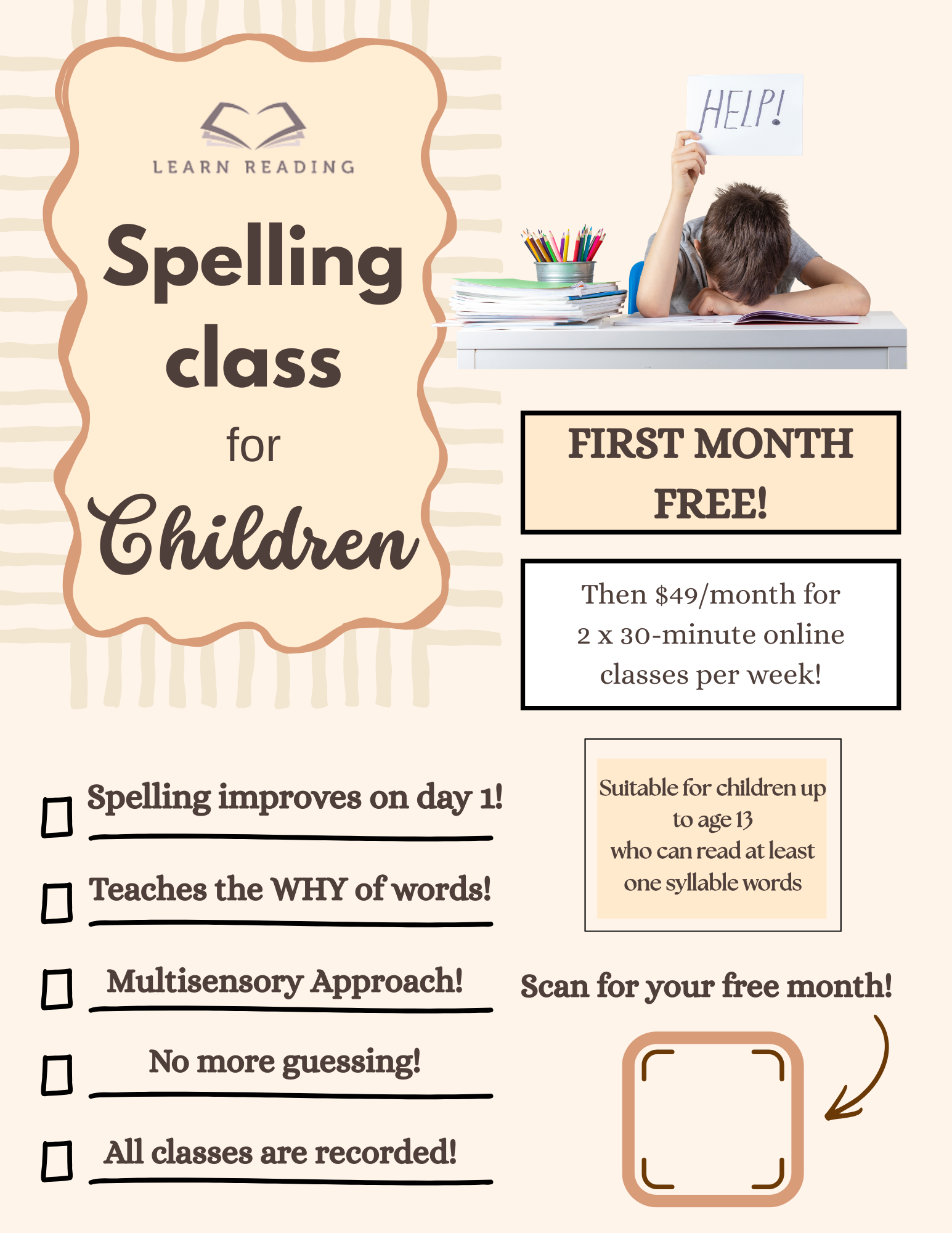 Spelling class affiliate flyer template image